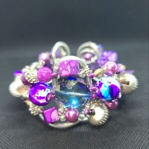 Gorgeous Purple Crystal Beaded Cuff Bracelet π